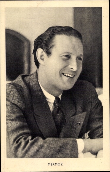Postcard French pilot Jean Mermoz, portrait