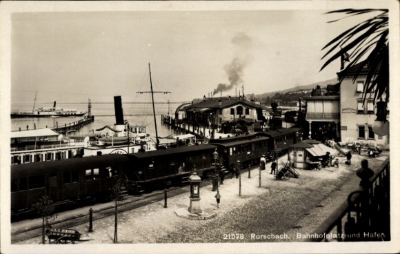 KP Rorschach Kt. St. Gallen Szwajcaria, Bahnhofplatz, Hafen