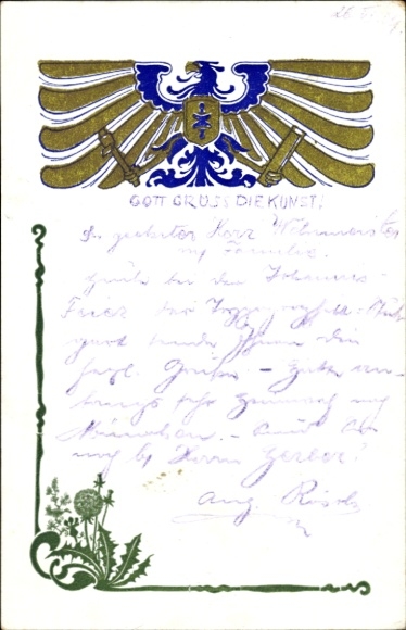 Ak Gott grüß die Kunst, Adler