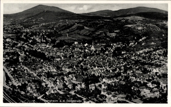 Postcard Bensheim on the Bergstraße Hesse, aerial photograph