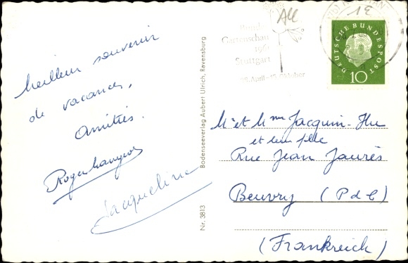 Butterfly Postcard Konstanz on Lake Constance, harbour, Mainau island, outflow of the Rhine, basilica