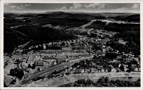 Postcard Mettlach in Saarland, aerial photograph