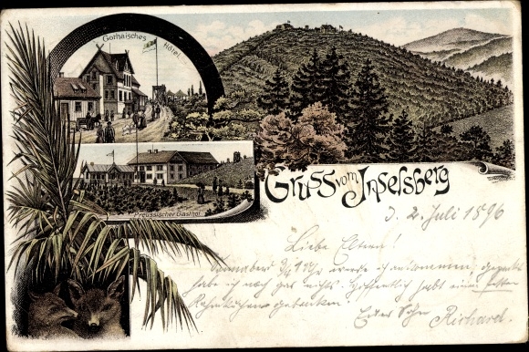 Litho Brotterode Trusetal, Inselsberg, Gothaisches Hotel, Preußischer Gasthof