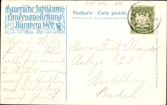 Artist Postcard Kley, Heinrich, Nuremberg, Germanisches Museum, Jubilee State Exhibition 1906
