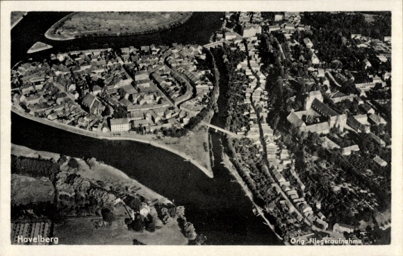 Postcard Havelberg in Saxony Anhalt, aerial photograph