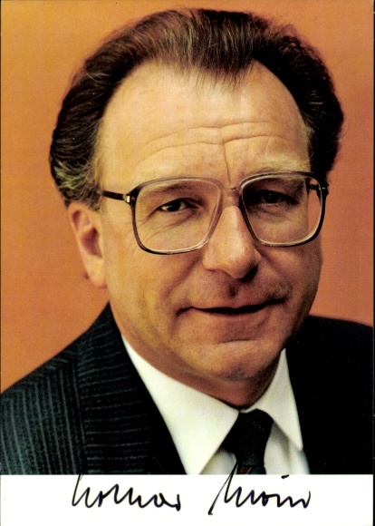 Photo portrait politician Lothar Späth, Prime Minister of Baden Württemberg, autograph
