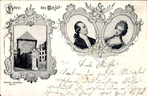 Postcard Wetzlar on the Lahn, Goethe, Lotte