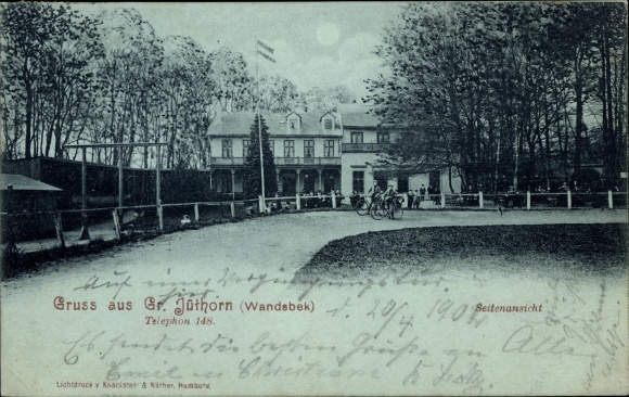 maanlicht Ak Hamburg Wandsbek Groß Jüthorn, herberg