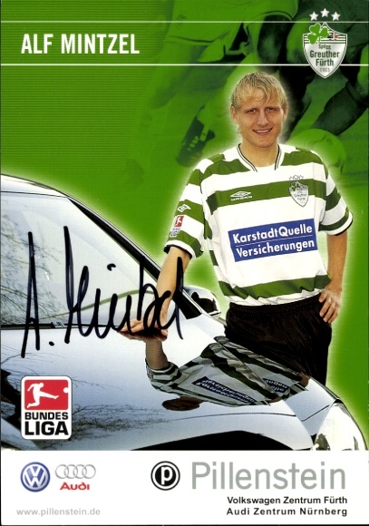 Autograph card footballer Alf Mintzel, SpVgg Greuther Fürth, autograph