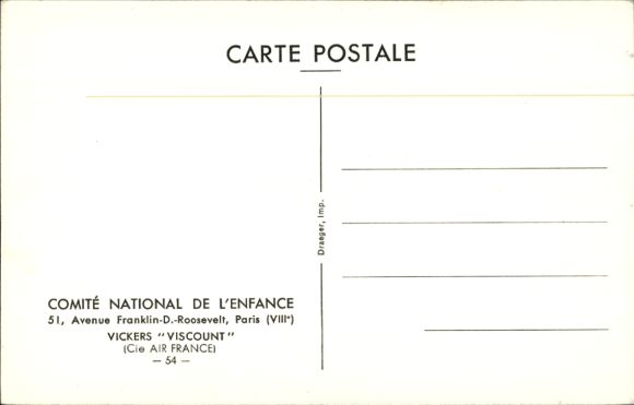 Postcard French passenger aircraft, Air France, Vickers Viscount