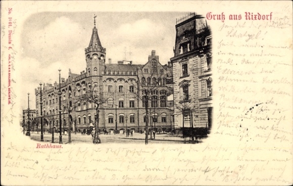 Postcard Berlin Neukölln Rixdorf, Town Hall