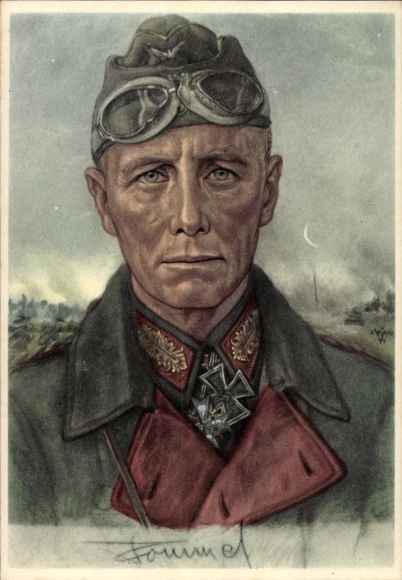 Artist Postcard Willrich, Wolfgang, Major General Rommel, Knight's Cross recipient, Panzer Division, VDA