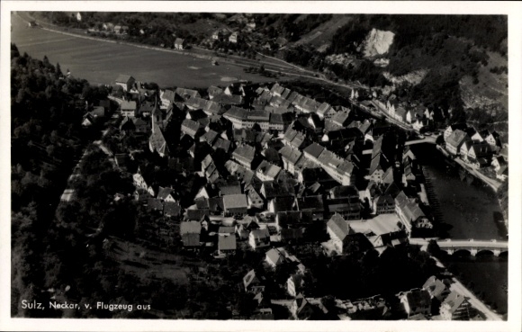 Postcard Sulz am Neckar in Baden Württemberg, aerial photograph, view of the town and surroundings