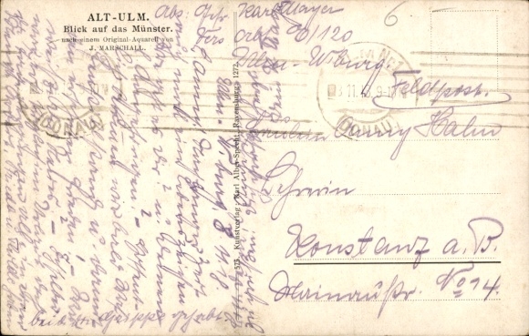 Artist Postcard Marschall, J., Ulm on the Danube, Münster