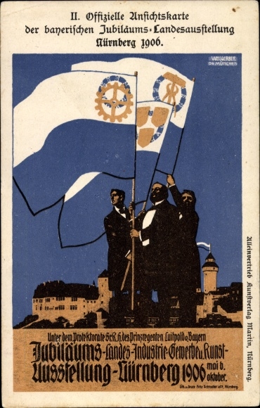Postal stationery artist PC Nuremberg in Middle Franconia Bavaria, Bavarian Jubilee State Exhibition 1906