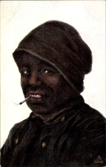 Künstler Ak Afrikanischer Junge mit Zigarette