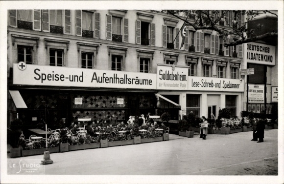 Ak Paris VIII, Avenue des Champs Élysées, soldatenherberg, eet- en recreatieruimtes, bioscoop