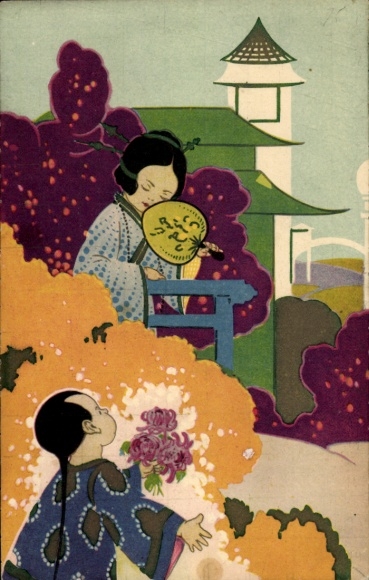 Artist Postcard Souvenir de l'Exposition Coloniale Paris 1931, Japanese in traditional costumes