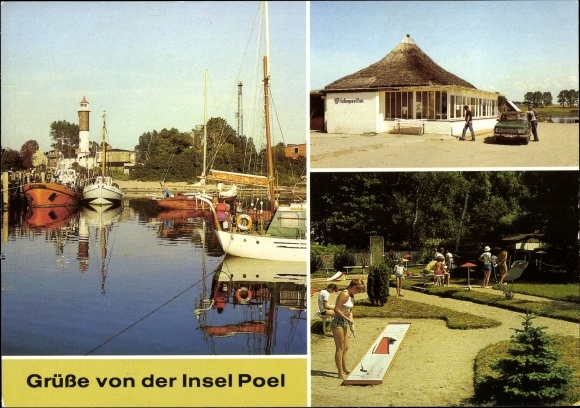 Postcard Insel Poel Mecklenburg, Timmendorf Hafen, Kirchdorf HOG Hafenpavillon, Schwarzer Busch