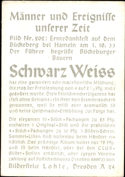 Zbiorowe zdjęcie ludzie i wydarzenia naszych czasów Zdjęcie 202 Hitler, dziękczynienie na Bückeberg 1933