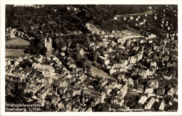 Postcard Sonneberg in Thuringia, aerial photograph
