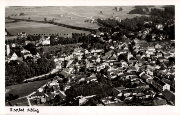 Postcard Bad Aibling in Upper Bavaria, aerial view of numerous houses, landscape photography