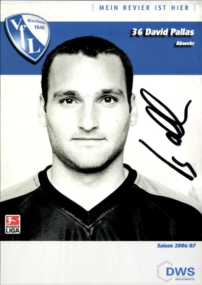 Autogrammkarte Fußballer David Pallas, VfL Bochum, Autogramm