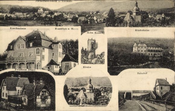 Ak Niederseelbach Niedernhausen Rheingau Taunus Kreis, Kinderheim, Bahnhof, Forsthaus Hügel
