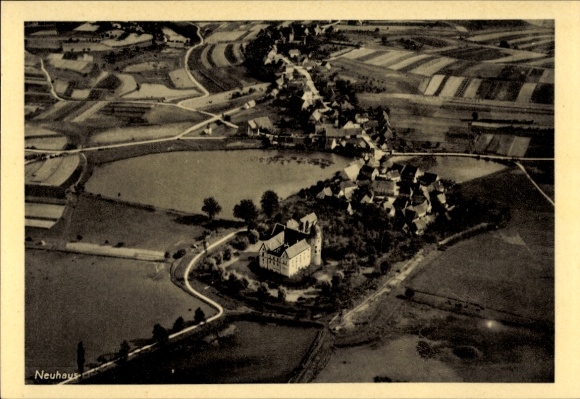 Postcard Schloss Neuhaus Paderborn in Westphalia, aerial photograph