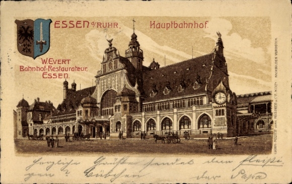 Chromo-Litho Essen in the Ruhr area, main station, coat of arms