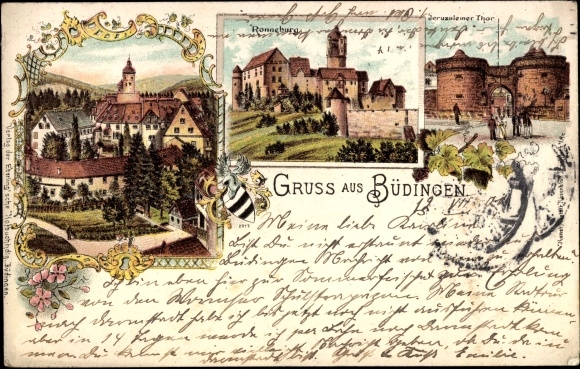 Chromo-Litho Büdingen Wetteraukreis, Ronneburg, Jerusalem Gate