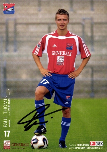 Autogrammkarte Fußballer Paul Thomik, SpVgg Unterhaching, Autogramm