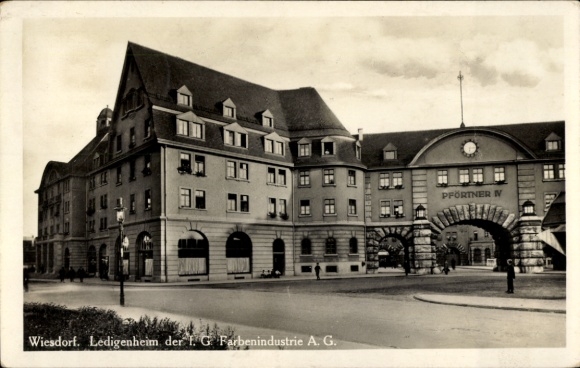 Postcard Wiesdorf Leverkusen am Rhein, single men's home of IG Farbenindustrie AG