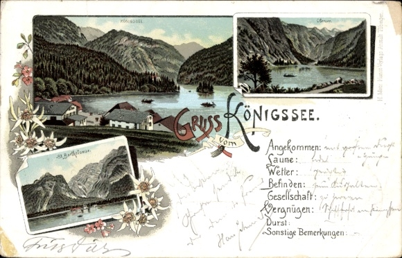 Postcard Königsee Königssee Upper Bavaria, pictures of the Königssee, mountains, water view, PC view