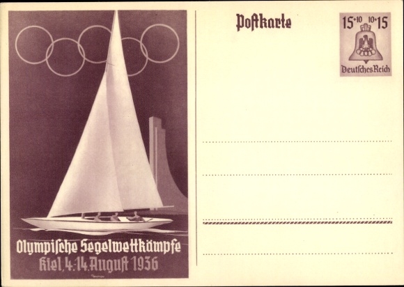 Postal stationery Postcard Olympic Sailing Competitions Kiel 1936