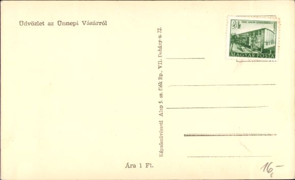 Postcard Hungary, Ünnepi Vásár, August 20, trade fair, trade exhibition