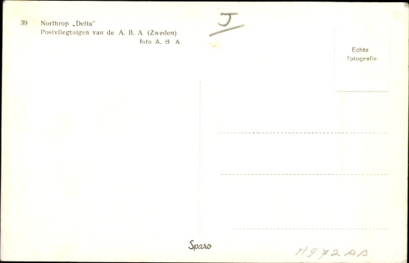 Postcard Swedish Postal Aircraft, AB Aerotransport, Swedish Air Lines, Northrop Delta, SE-ADW, SE-ADI