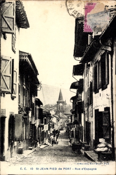 Ak Saint Jean Pied de Port Pyrénées Atlantiques, Rue d'Espagne