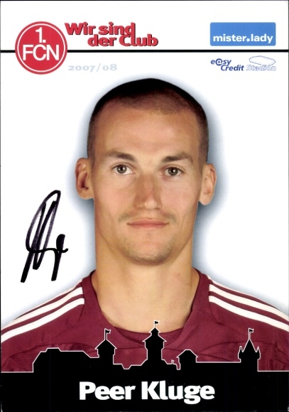 Ak Fußballer Peer Kluge, Portrait, Autogramm, 1. FCN