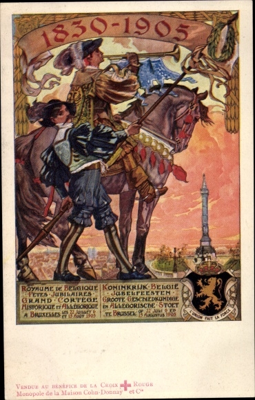 Artist Postcard Belgien, Kingdom of Belgium, 75th Anniversary of National Independence