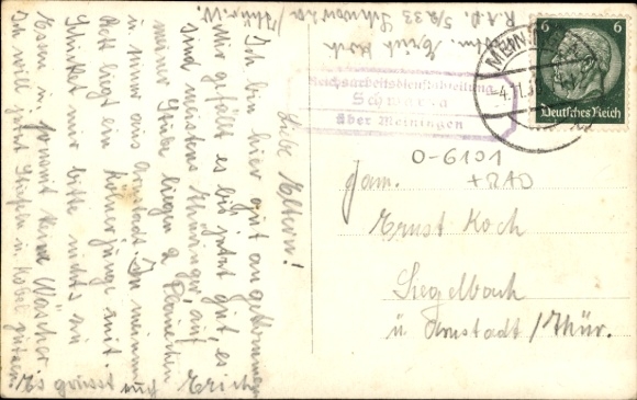 Photo Postcard Schwarza Thuringia, Reich Labor Service Department 5/233 Landgrave Hermann