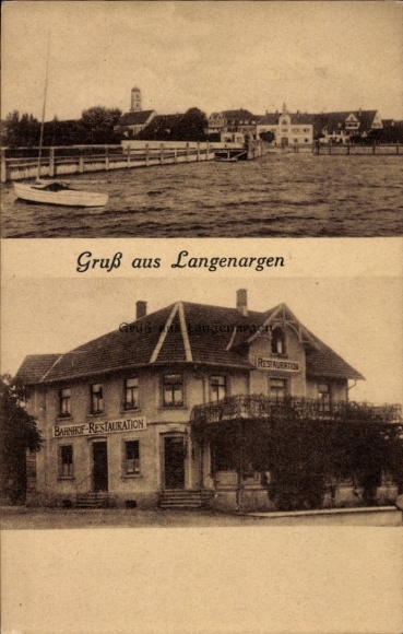 Ak Langenargen am Bodensee, Bahnhof, Restauration
