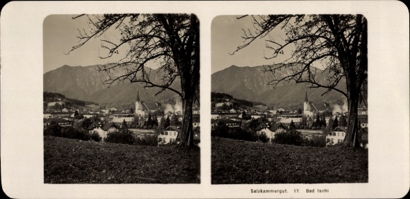 Stereo photo Bad Ischl in Upper Austria, panorama