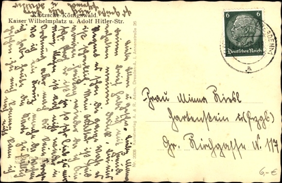 Postcard Dresden Klotzsche Königswald, Kaiser Wilhelmplatz and Adolf Hitler Strasse