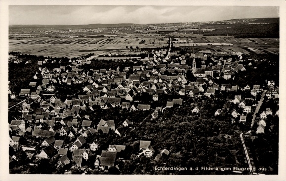 Postcard Echterdingen on the Fildern, aerial photograph