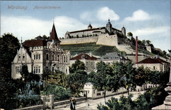 Postcard Würzburg am Main Lower Franconia, party at the Mainländerheim