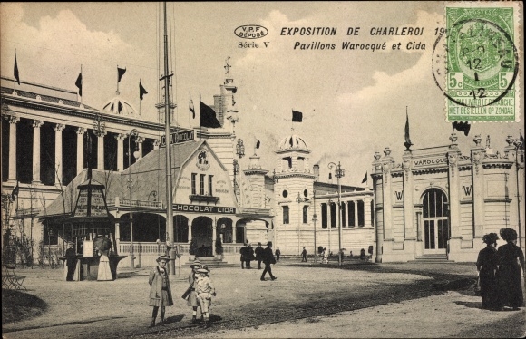 Postcard Charleroi Wallonia Hainaut, Exposition 1911, Pavillons Warocque et Cida