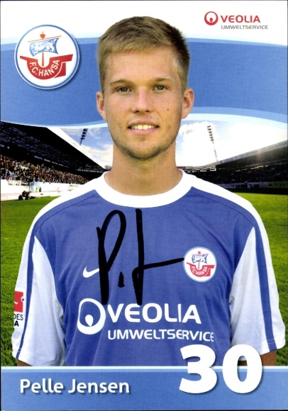 Autograph card footballer Pelle Jensen, FC Hansa Rostock, autograph