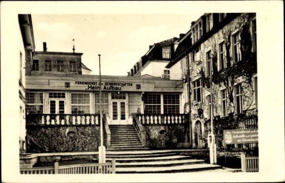 Postcard Seebad Bansin, FDGB recreation home construction, entrance