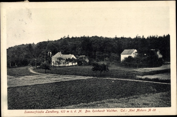 Postcard Landberg, houses surrounded by forest and fields